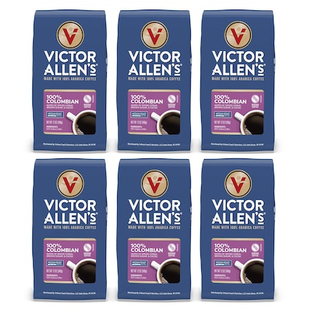 Victor Allen Victor Allen's Coffee 100% Colombian, Medium Roast, Ground Coffee, - 12oz Bags, PK6 FG015808